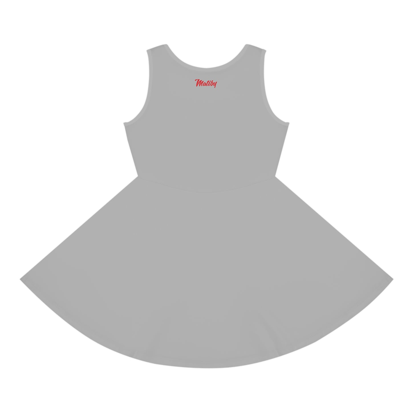 Girls' Light Grey Sleeveless Sundress (AOP)