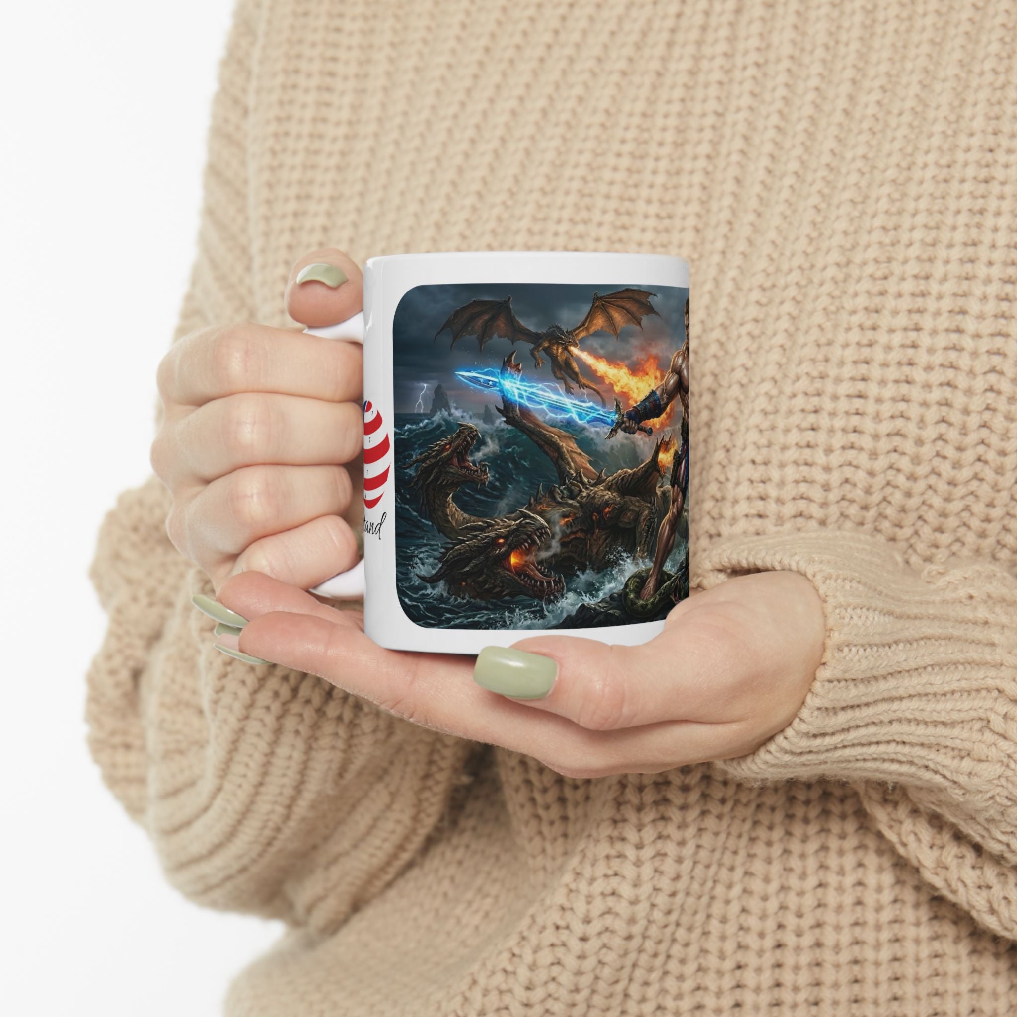 The Sentinel of Sovereignty White Ceramic Mug — USA Unapologetic Patriotism Tea Cup