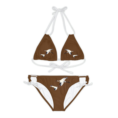 Brown Strappy Bikini Set (AOP)