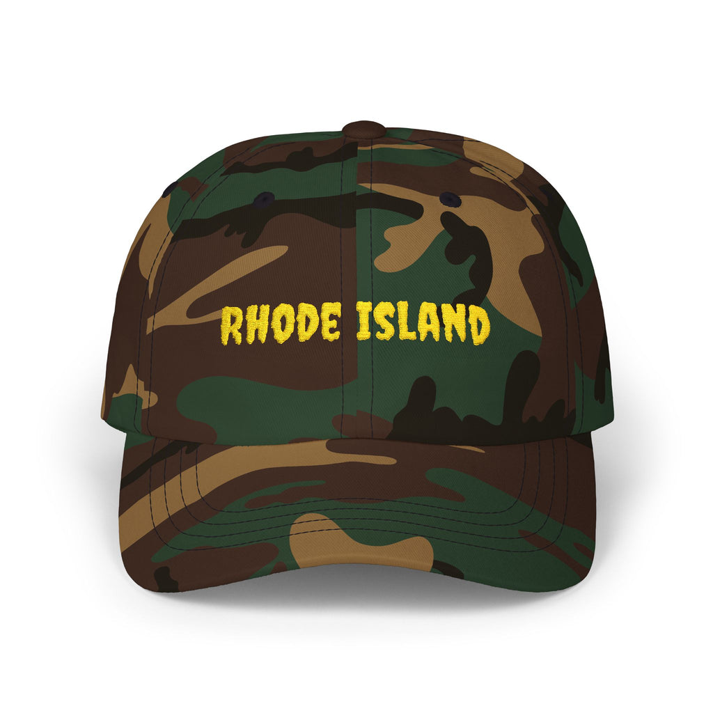 Rhode Island United States of America Gold Embroidered Classic Dad Cap | RI 13th USA Baseball Hat