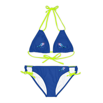 Dark Blue Strappy Bikini Set (AOP)