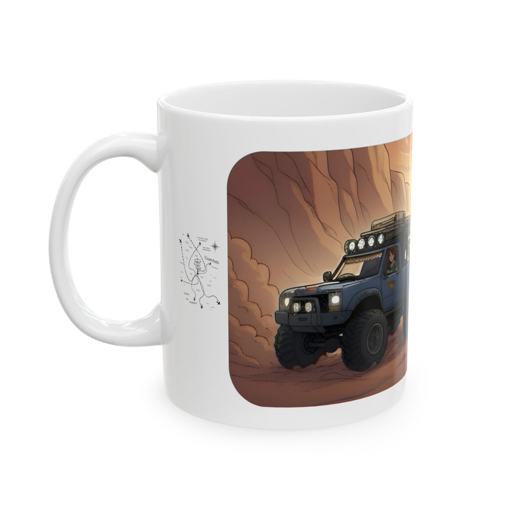 Adventure 4x4 Trucks #52, Chic Mechanic On The Haul White Ceramic Mug — Find Your Path To The Essentials Cup (11oz & 15oz)
