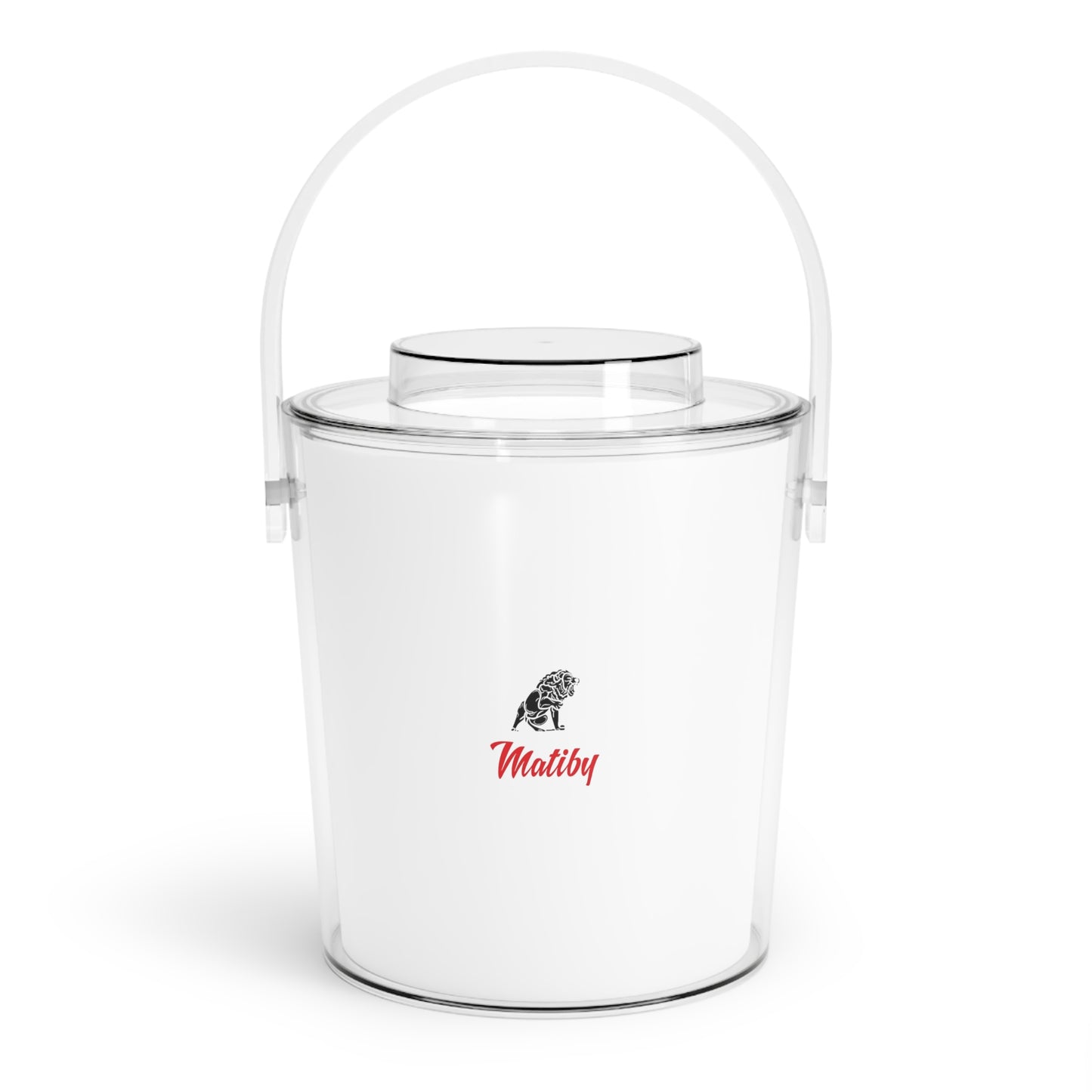 Matiby White Ice Bucket with Tongs