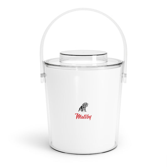 Matiby White Ice Bucket with Tongs