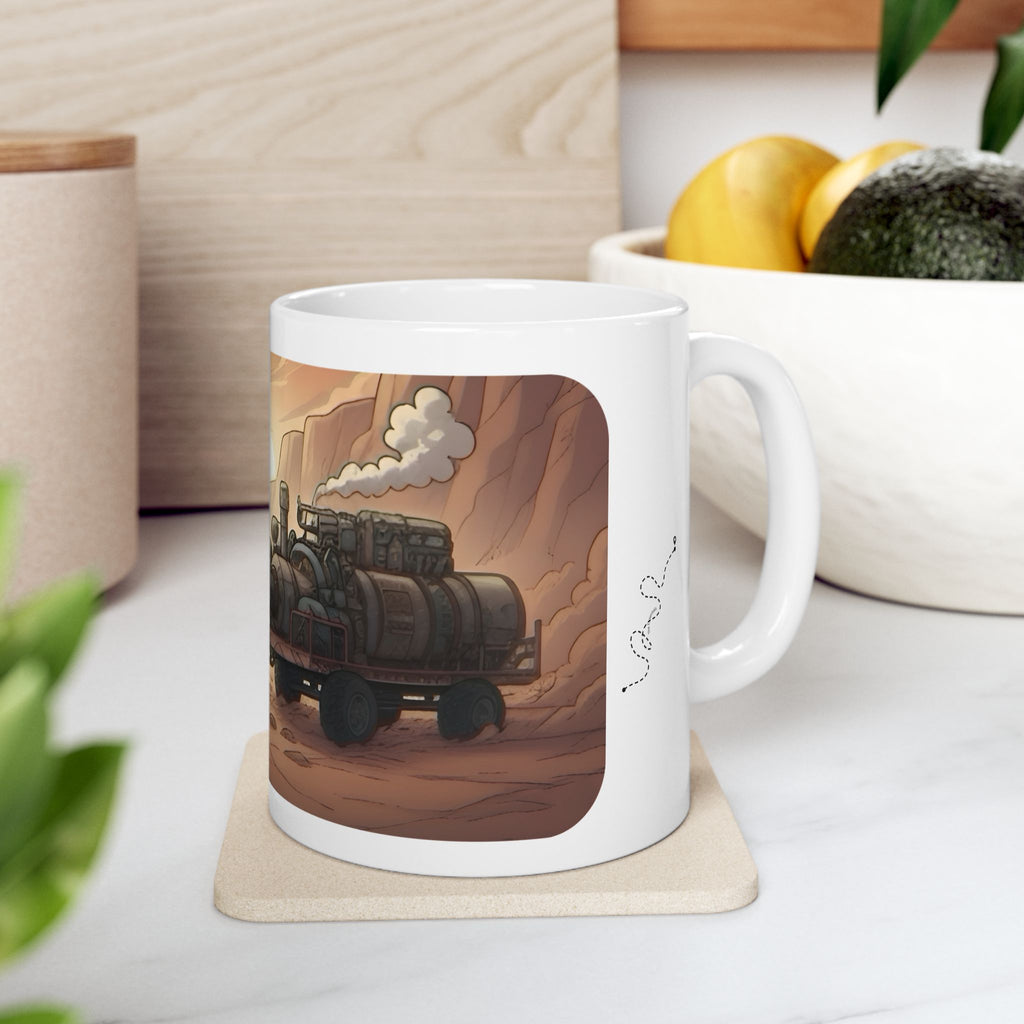 Adventure 4x4 Trucks #52, Chic Mechanic On The Haul White Ceramic Mug — Find Your Path To The Essentials Cup (11oz & 15oz)