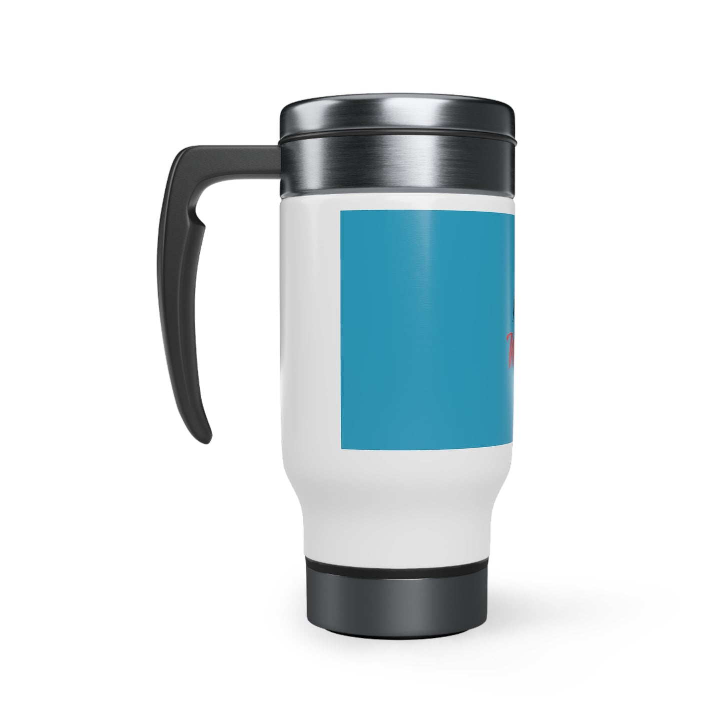 Turquoise Stainless Steel Travel Mug with Handle, 14oz