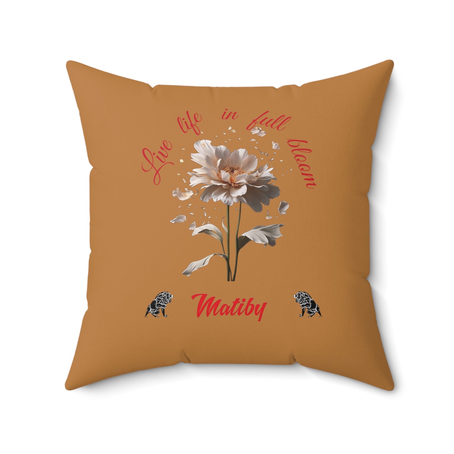 Light Brown Flower Spun Polyester Square Pillow