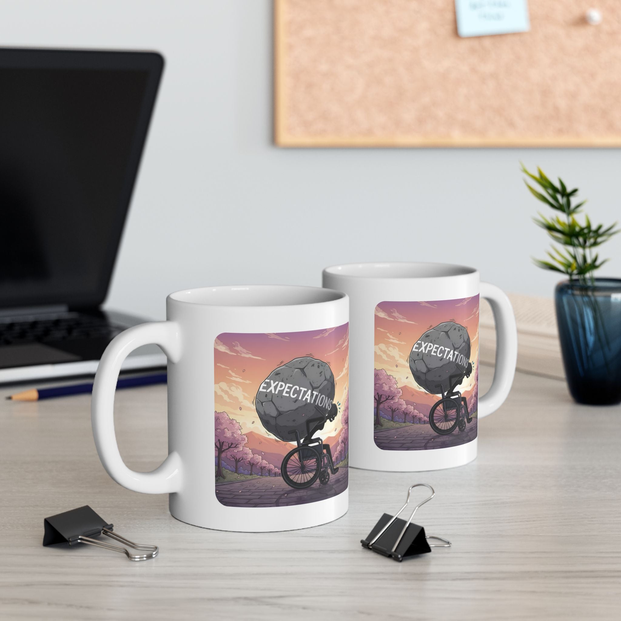 Unbreakable Woman Overcoming Expectation White Ceramic Mug, (11oz, 15oz), Disability Pride Wheelchair Warrior Cup