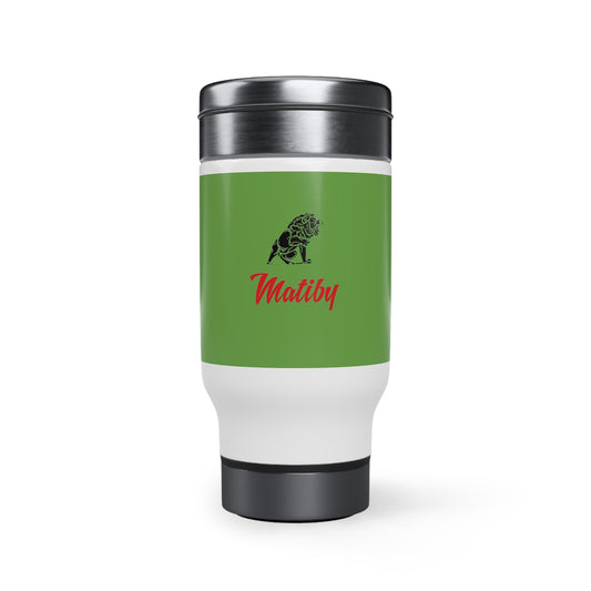 Green Stainless Steel Travel Mug with Handle, 14oz