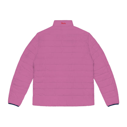 Men's Pink Puffer Jacket (AOP)