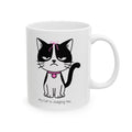 My Cat Is Judging You White Ceramic Mug — Cute Black & White Kitty Stare Down Tea Cup (11oz/15oz)