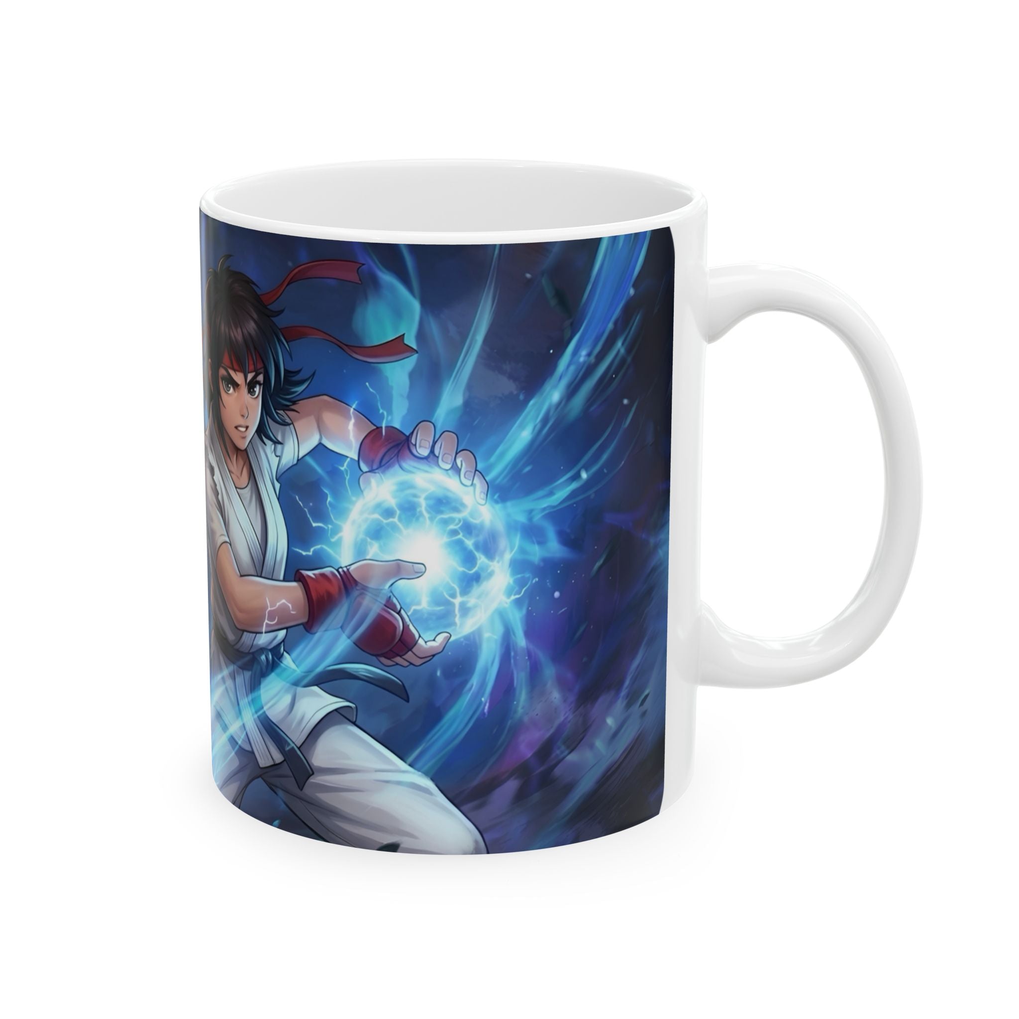 Anime Elemental Battle Duo #1 White Ceramic Mug — Fire And Lightning Gamers' Adventure(11oz, 15oz)