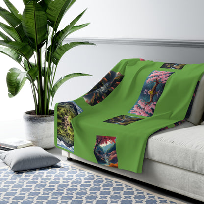 Matiby MEK Green Sherpa Fleece Blanket