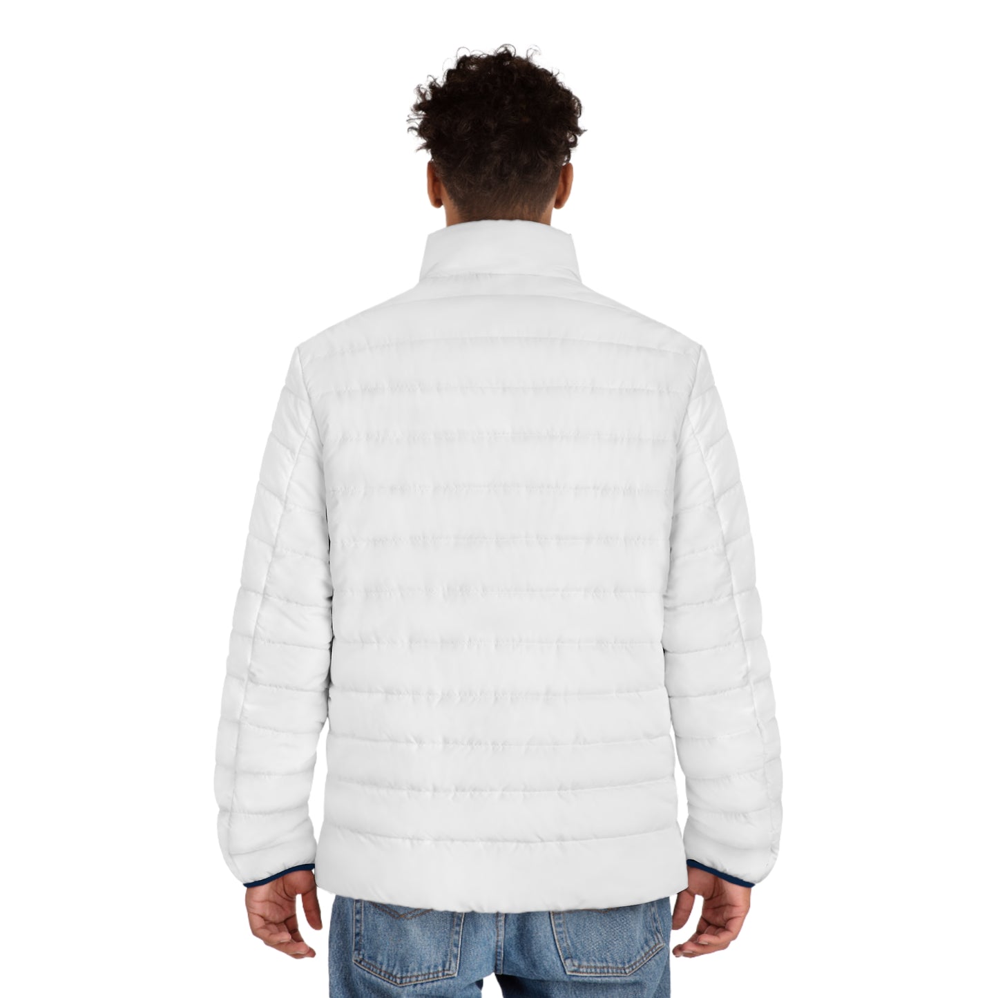 Men's White Puffer Jacket (AOP)