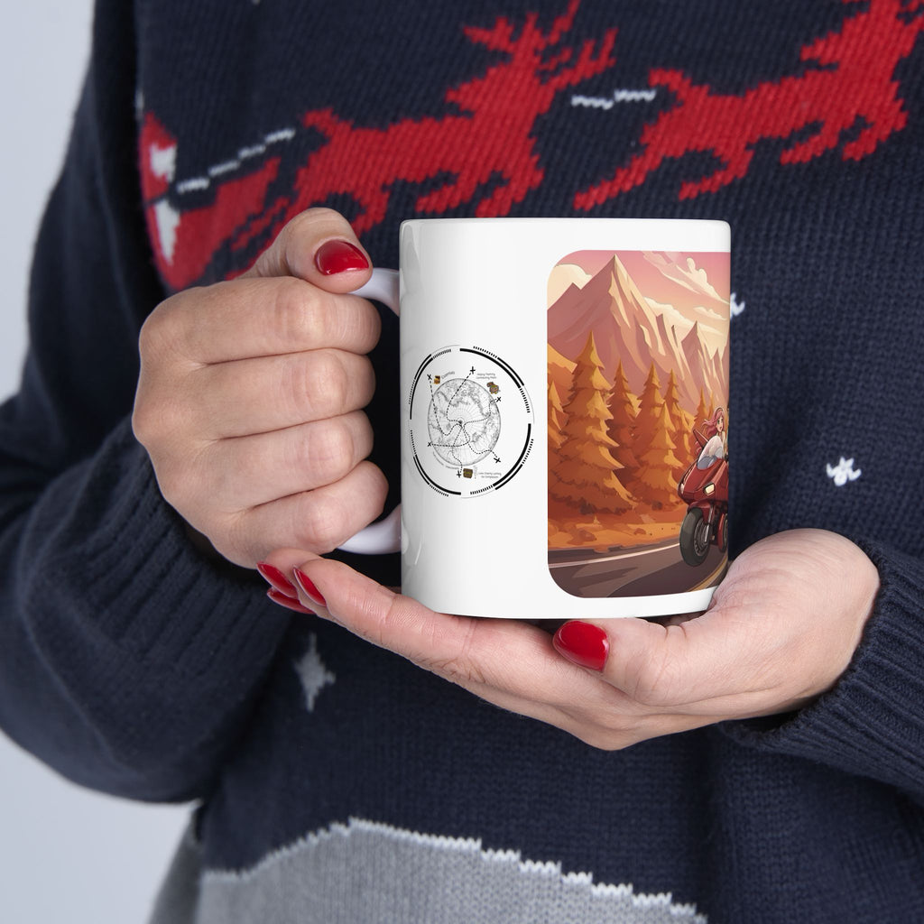 Open Road Sunset Vista White Ceramic Mug – Life’s Little Wonders Cup (11oz/15oz)