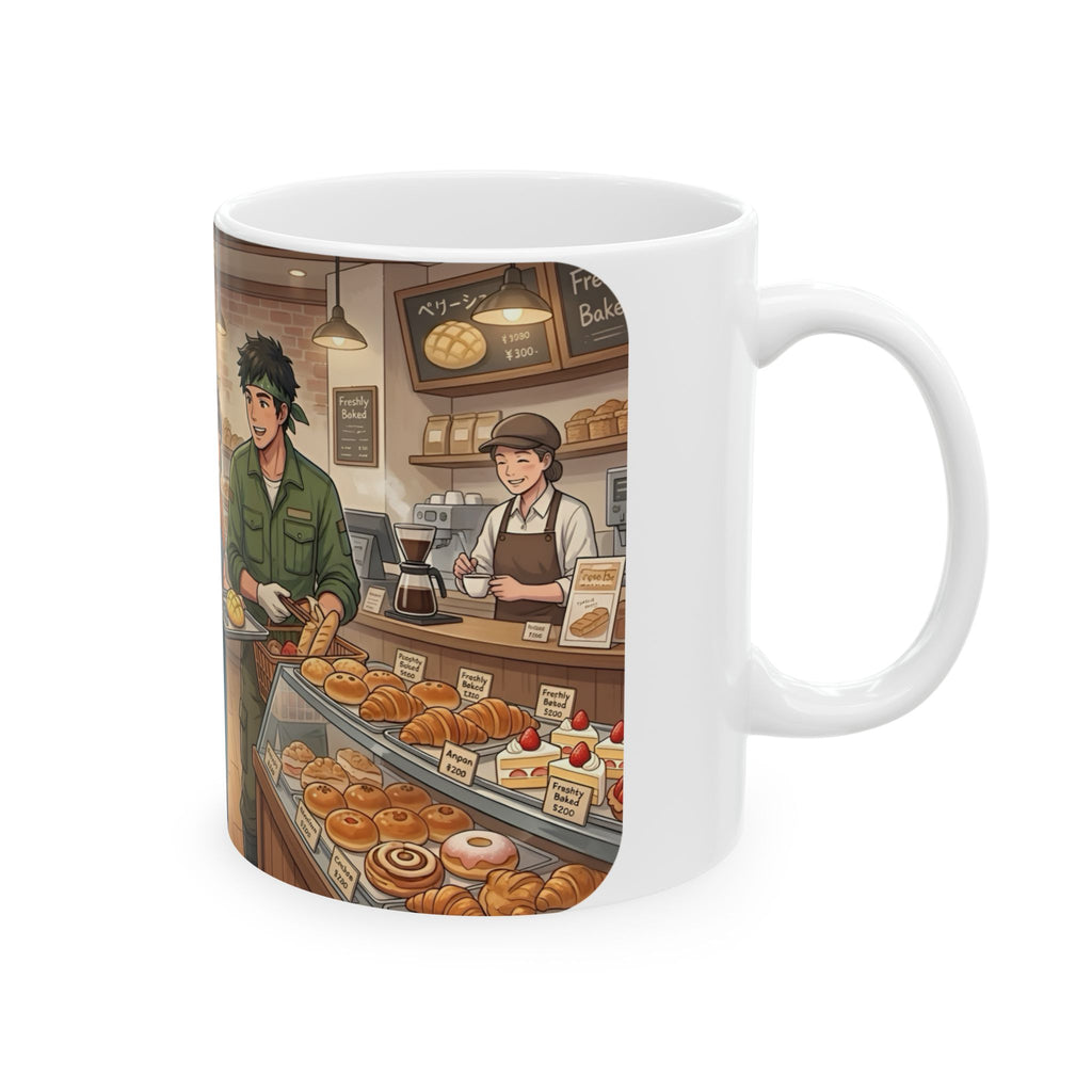 Cozy Family Bakery Trip White Ceramic Mug, Cute Gardener's Cafe Cup (11oz, 15oz)