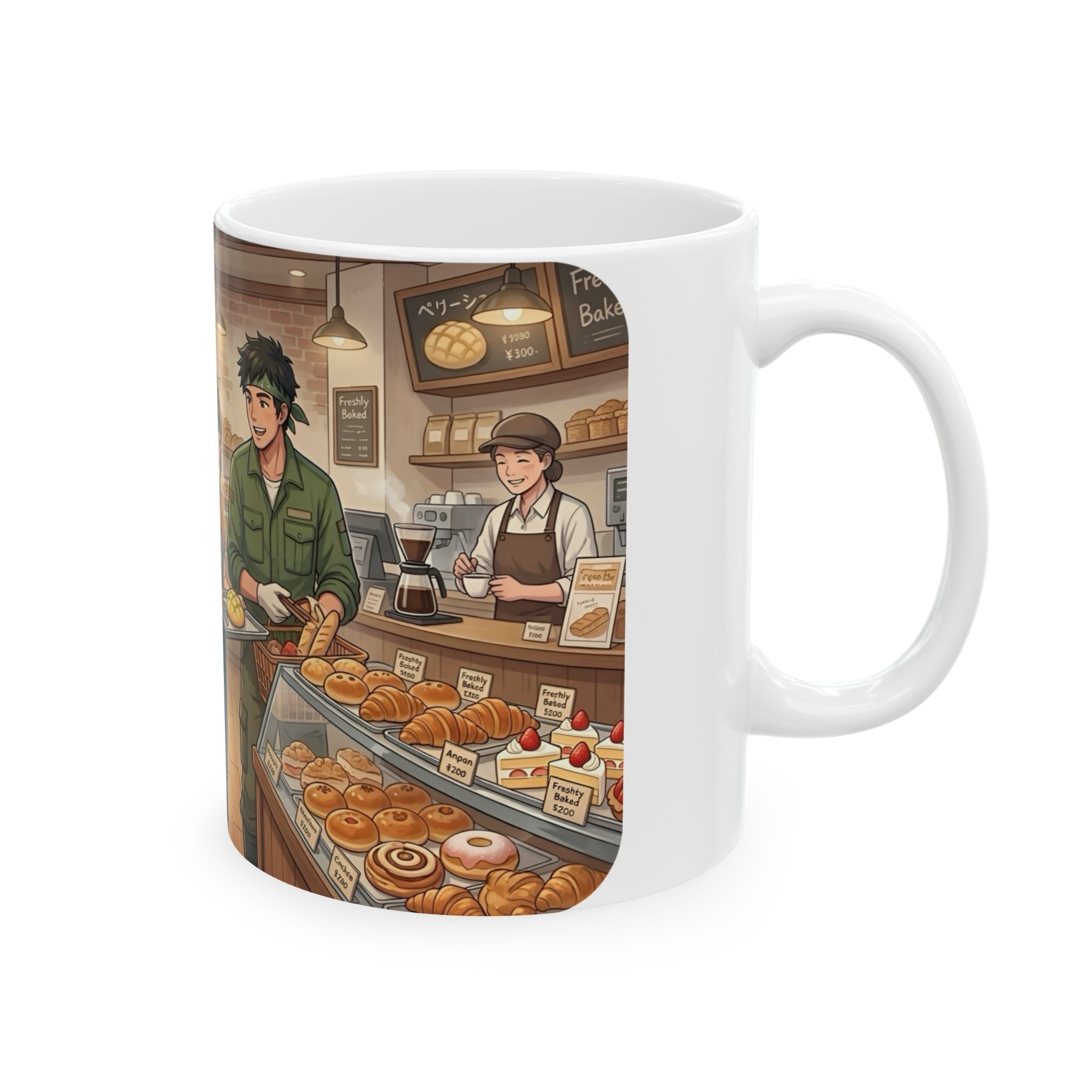 Cozy Family Bakery Trip White Ceramic Mug, Cute Gardener's Cafe Cup (11oz, 15oz)