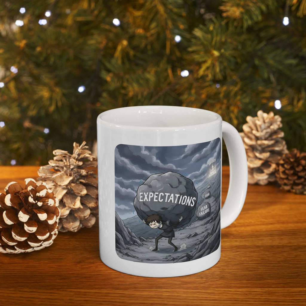 Unbreakable Women Overcoming Expectation White Ceramic Mug, (11oz, 15oz), Disability Resilience Wheelchair Warrior Cup