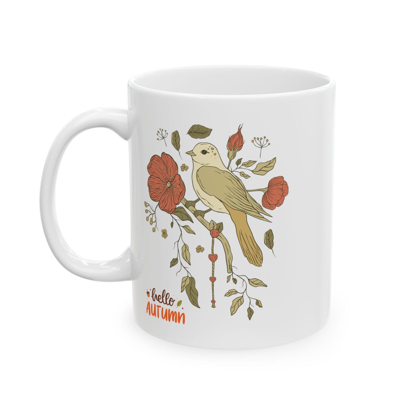 Journeys Hello Autumn Seasons of Change Ceramic Mugs, Gifts for Pet Lovers, Mugs for Bird Lovers, Cute Seasonal Mugs, Mug for All Occasions, Thanksgiving Mug