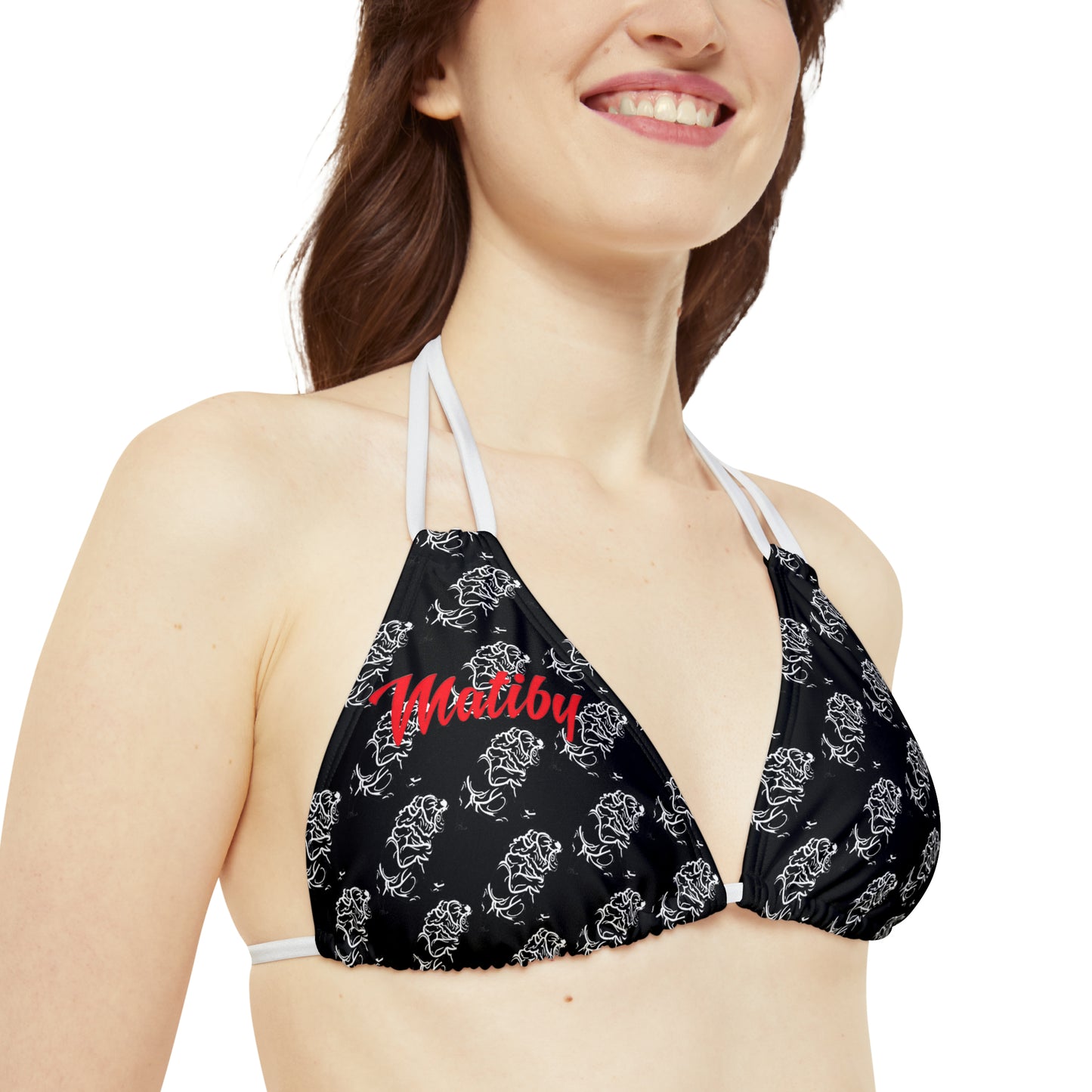 Matiby Lion Strappy Triangle Bikini Top (AOP)