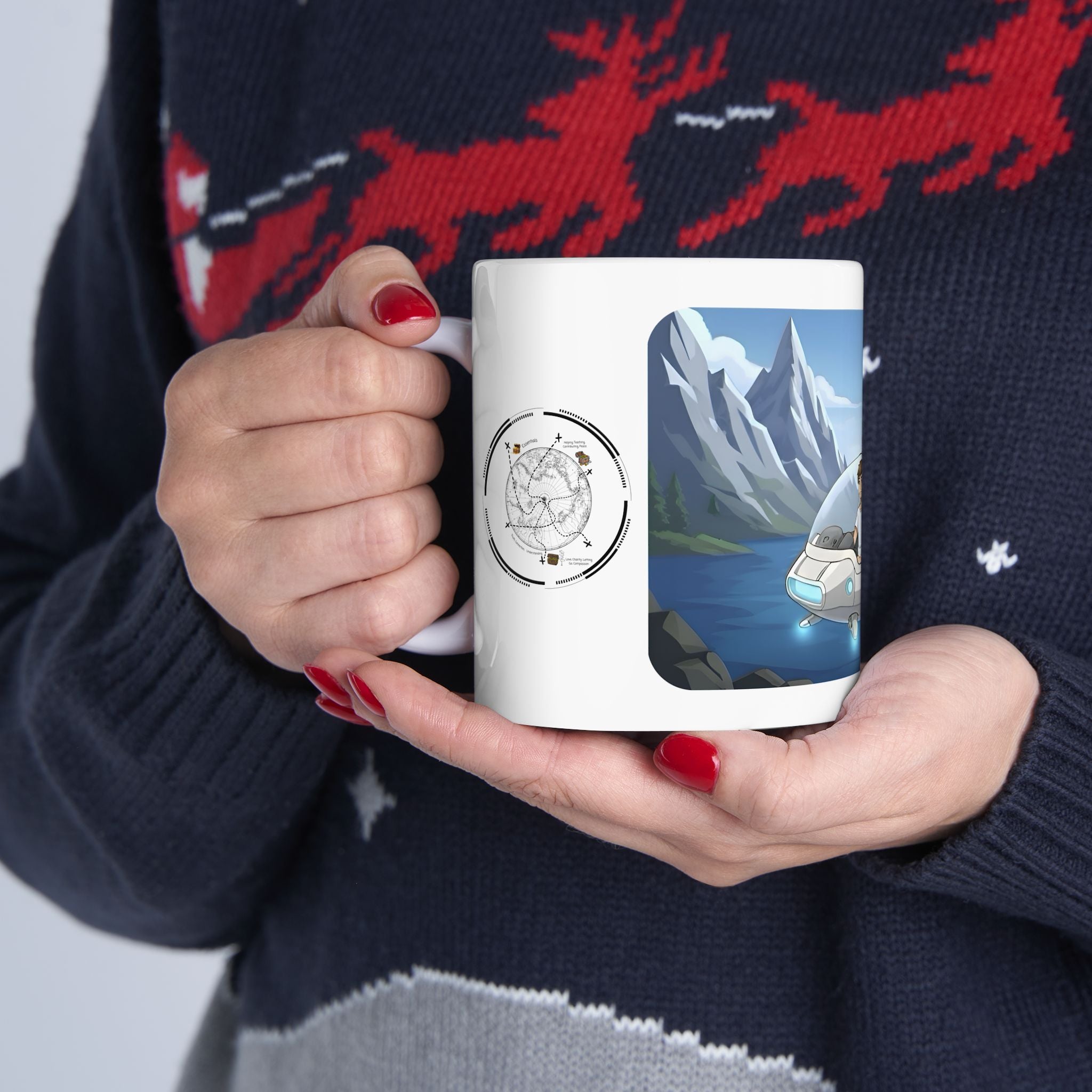 Mountain Lake Vista White Ceramic Mug – Life’s Little Wonders Cup (11oz/15oz)