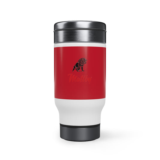 Dark Red Stainless Steel Travel Mug with Handle, 14oz