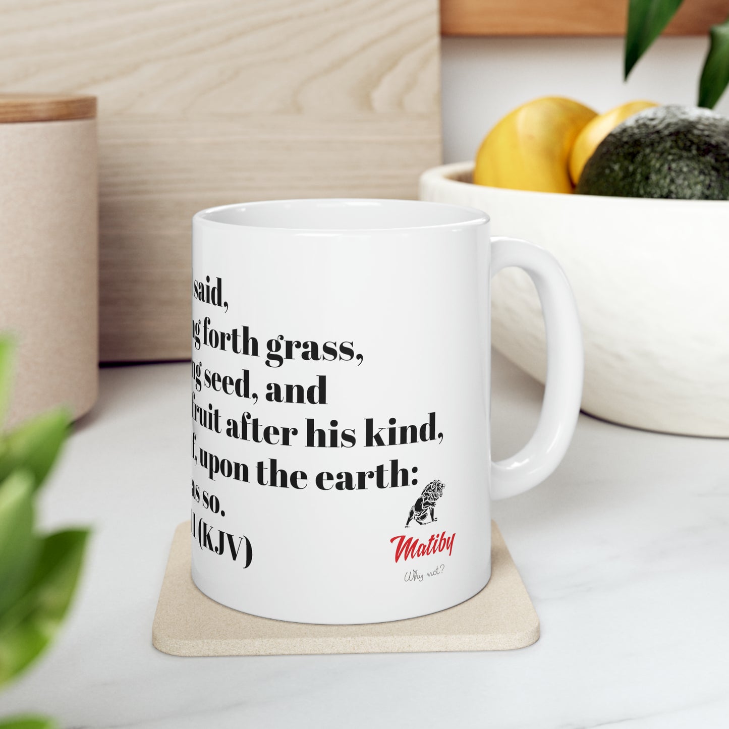 Bible Speaks Gen 1:11 Ceramic Mug, 11oz