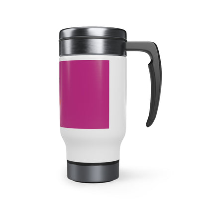 Pink Stainless Steel Travel Mug with Handle, 14oz