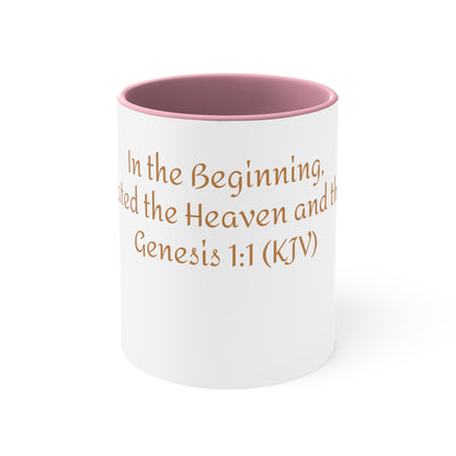 Bible Speaks Gen 1:1 Accent Mug, 11oz