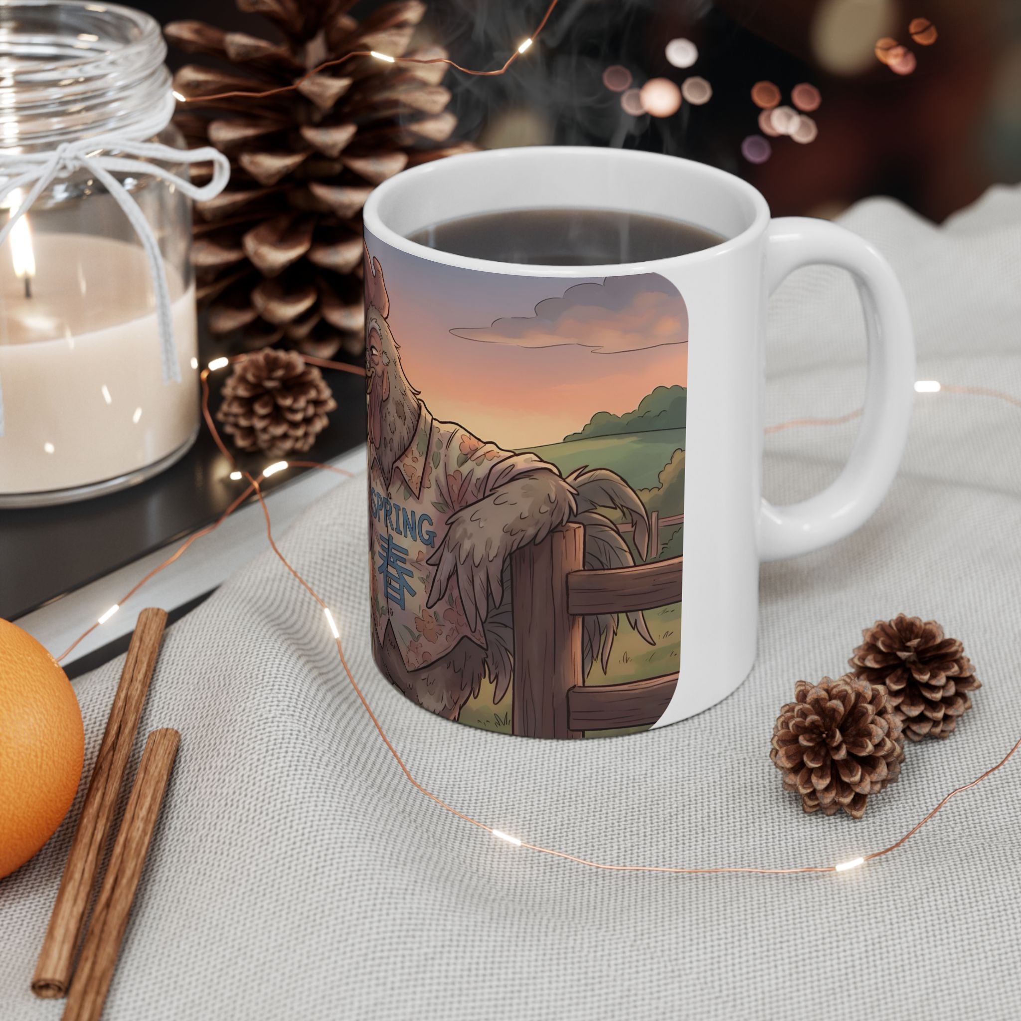 Spring Rooster White Ceramic Mug – "I Still Got It" Farmhouse Chicken Art (11oz/15oz)