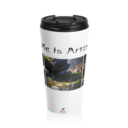 Artzy Stainless Steel Travel Mug, White