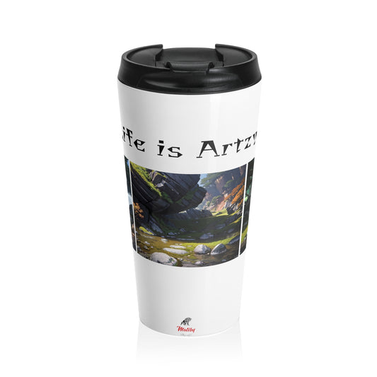 Artzy Stainless Steel Travel Mug, White