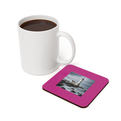 Matiby Lighthouse Pink Cork Back Coaster