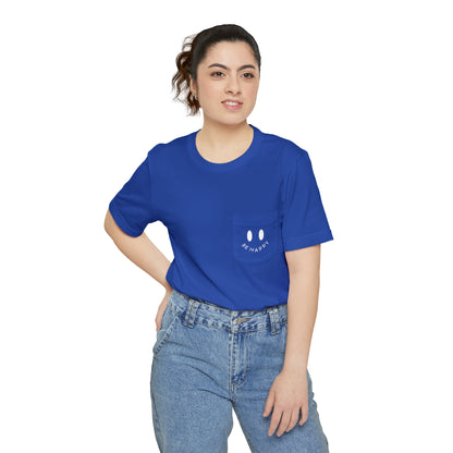 "Be Happy" Smiley Face Unisex Pocket T-shirt