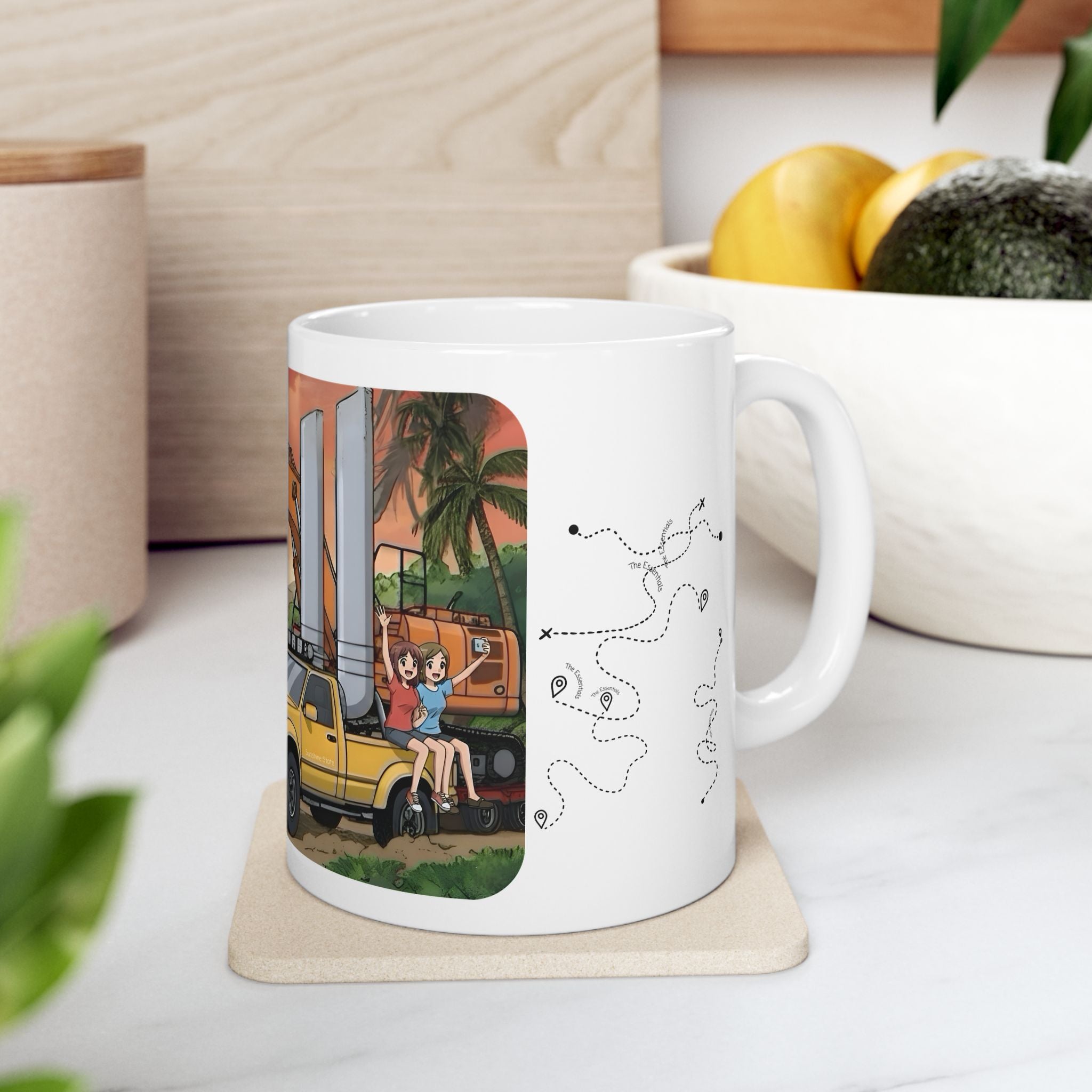Sunshine State Pickup Trucks #8 Construction Equipment Hauler White Ceramic Mug – Celebrating Companionship, Creativity & Life’s Little Wonders Cup (11oz/15oz)
