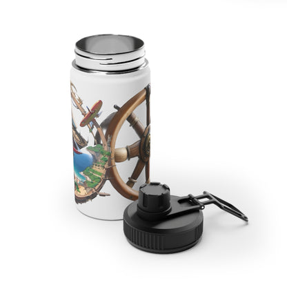 Nautical Helm Stainless Steel Water Bottle, Sports Lid