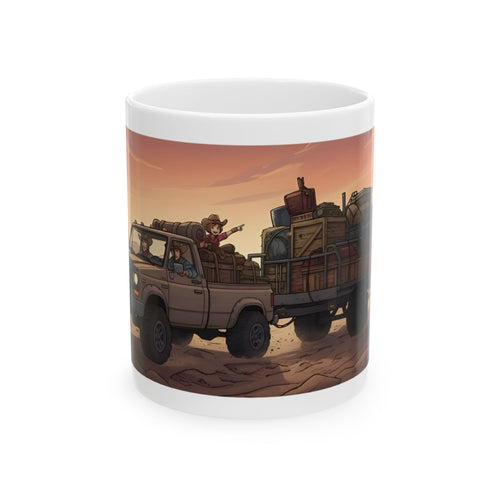 Adventure 4x4 Trucks #20, Wrangler Cowboy Ranchers On The Go White Ceramic Mug — Find Your Path To The Essentials Cup (11oz & 15oz)