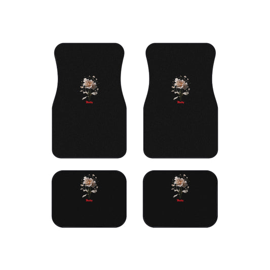 Matiby Amy's Special Black Flower Bloom Car Mats (Set of 4)