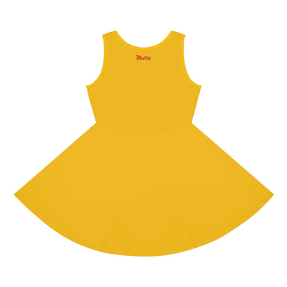 Girls' Yellow Sleeveless Sundress (AOP)