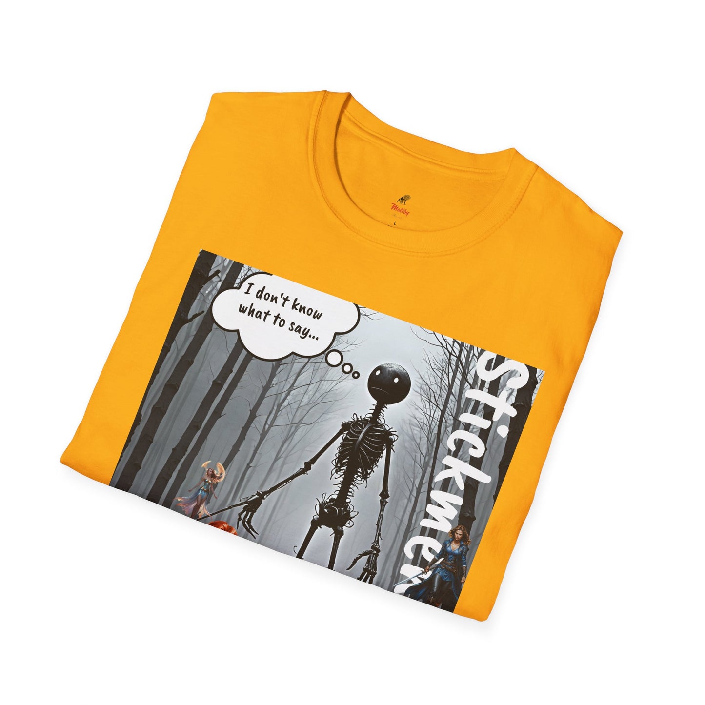 Stickmen World Unisex Softstyle T-Shirt, Fantasy Women Shirt, Men's Dream Shirt, Heroic Fantasy Shirt, Humorous Tee, Men Love Strong Women, Strong Females Sarcastic Tee