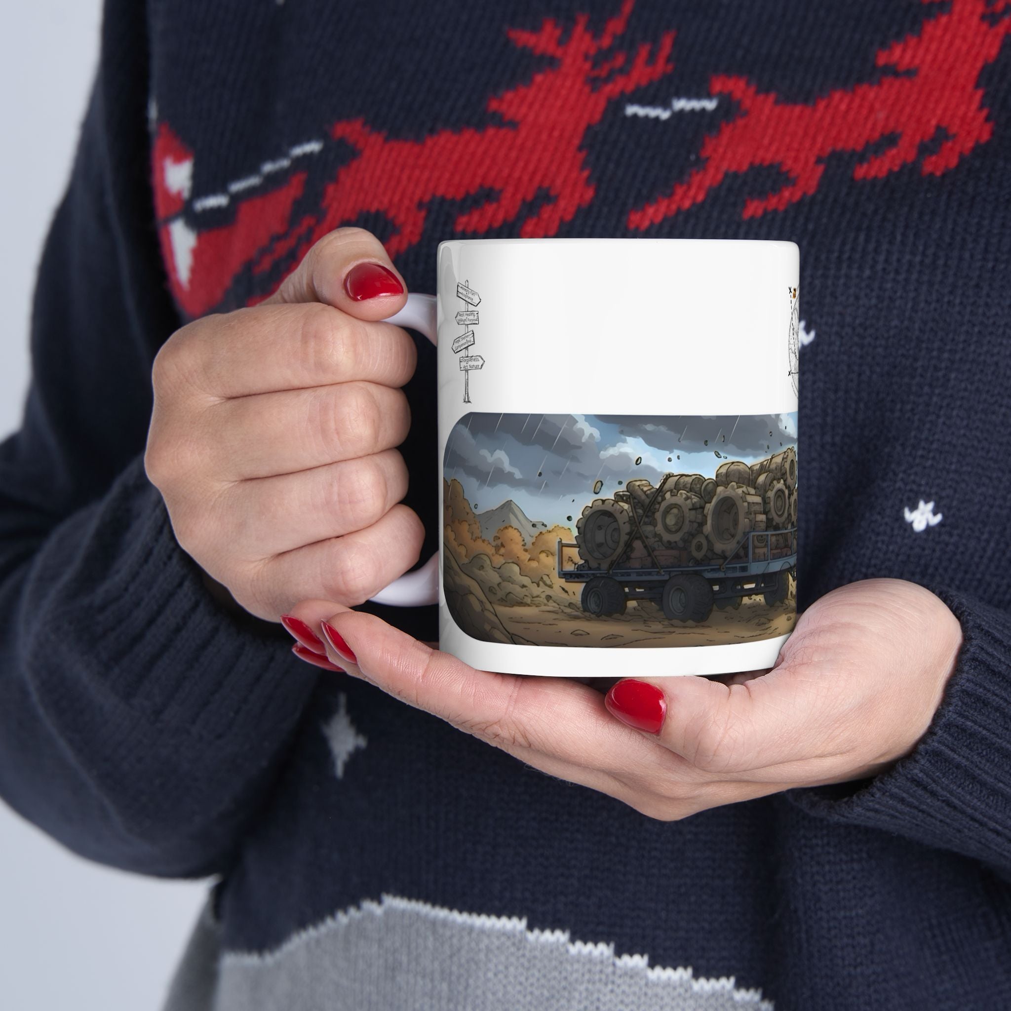 Adventure Trucks #3, Army Field Operation White Ceramic Mug — Find Your Path To The Essentials Cup (11oz & 15oz)