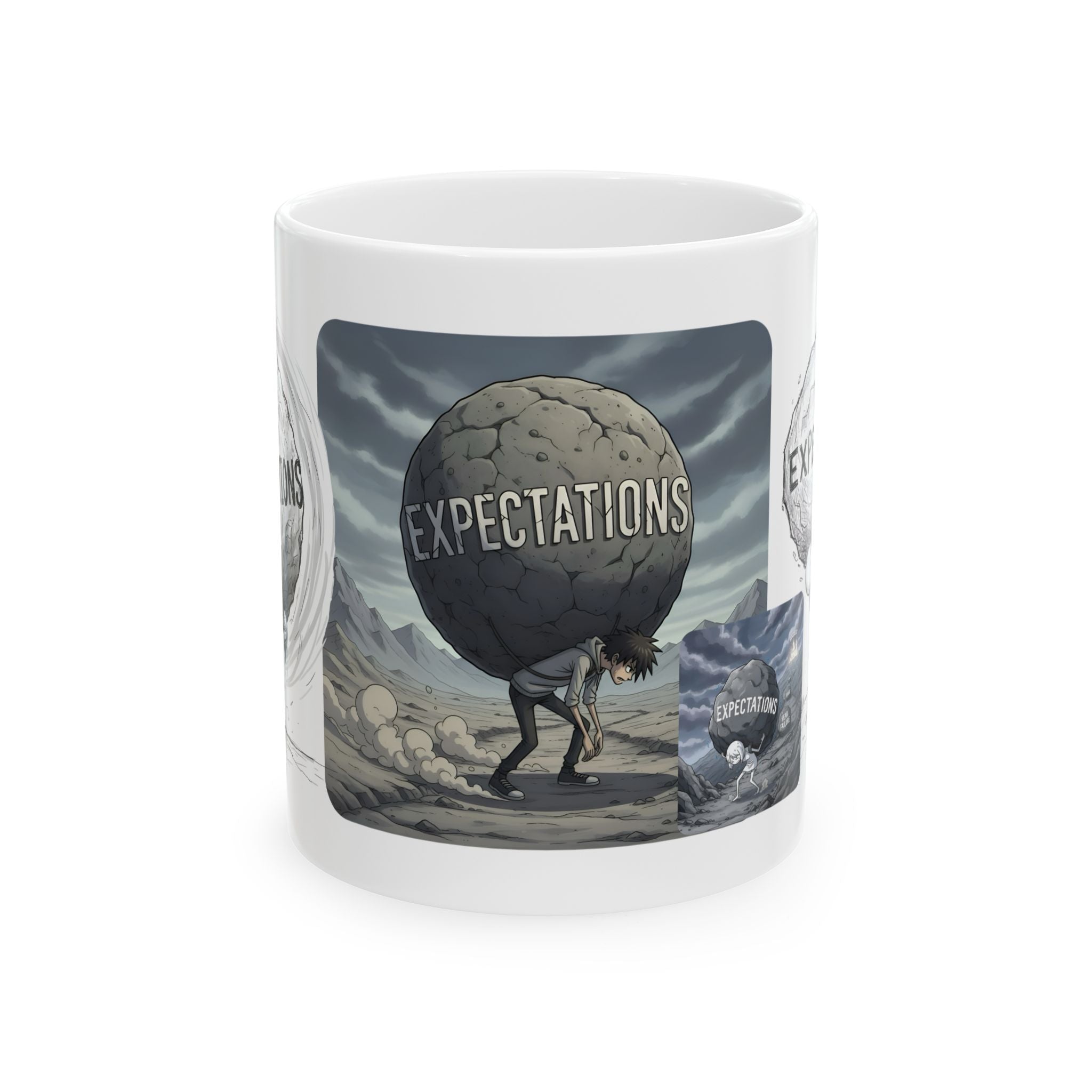 Unbreakable Spirit, Common Threads White Ceramic Mug, (11oz, 15oz), Resilience Overcoming Expectations Cup