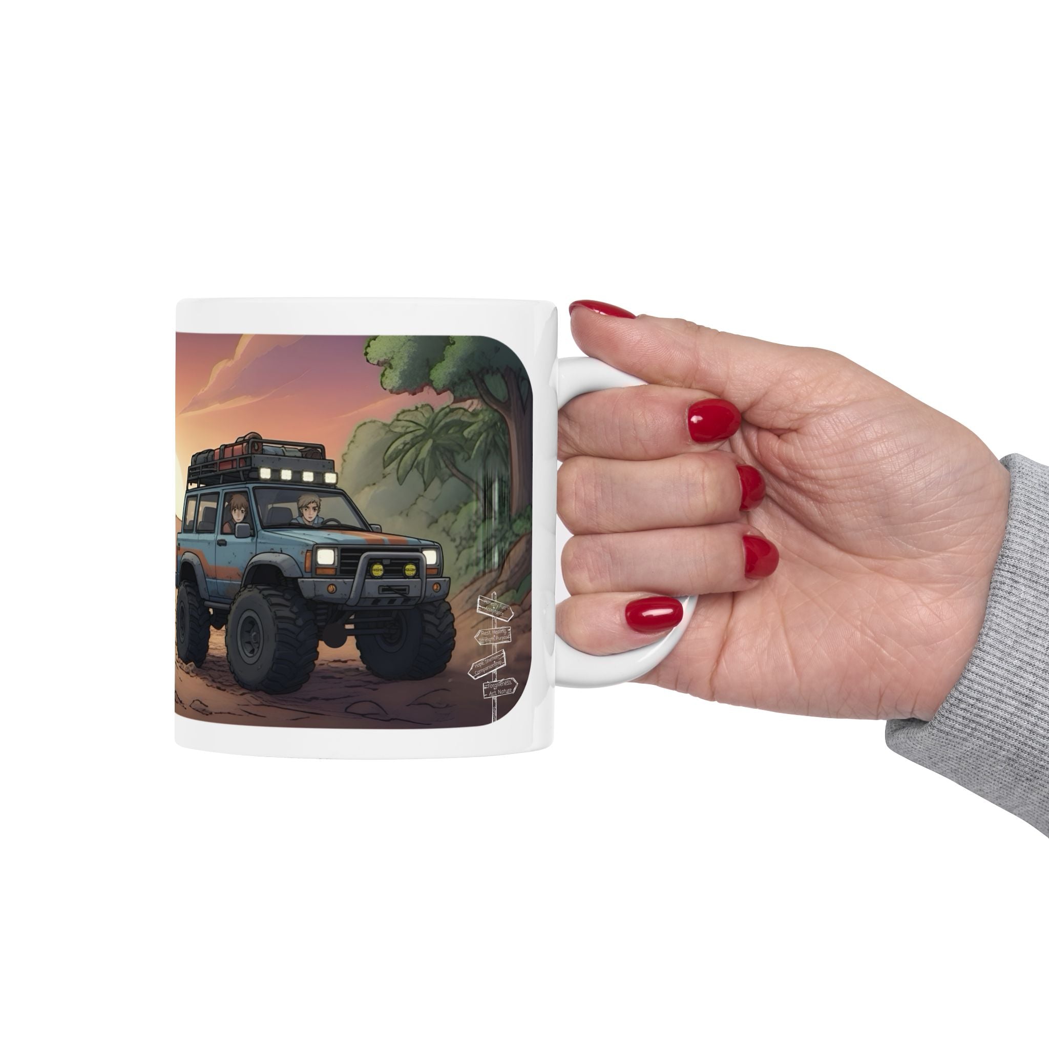 Adventure 4x4 Trucks #49, Gals, Guys, Mud, & Beefy Rides White Ceramic Mug — Find Your Path To The Essentials Cup (11oz & 15oz)