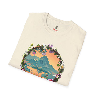 Japanese Blue Rose Landscape Unisex Softstyle T-Shirt