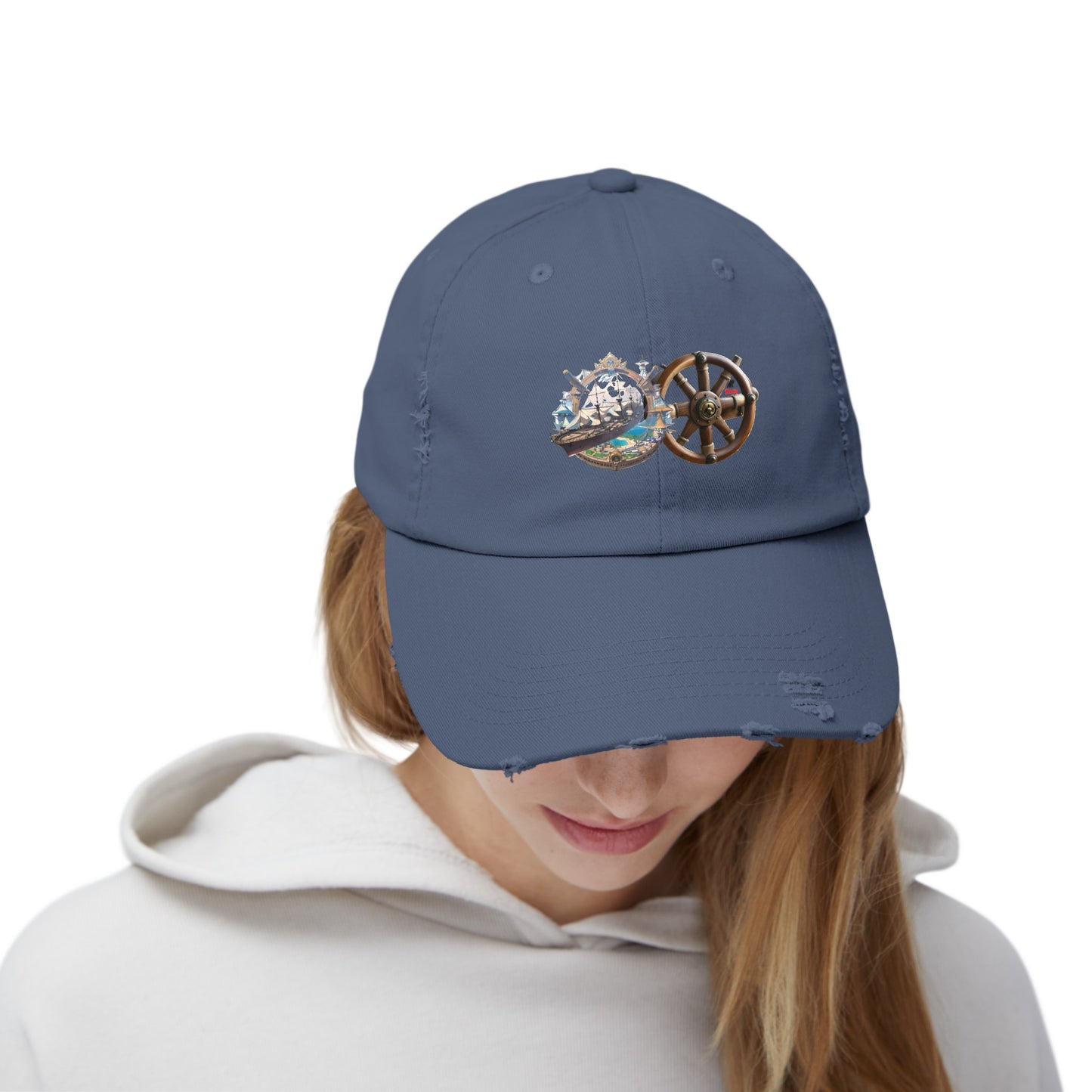 Nautical Unisex Distressed Cap