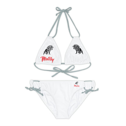 Matiby White Strappy Bikini Set (AOP)