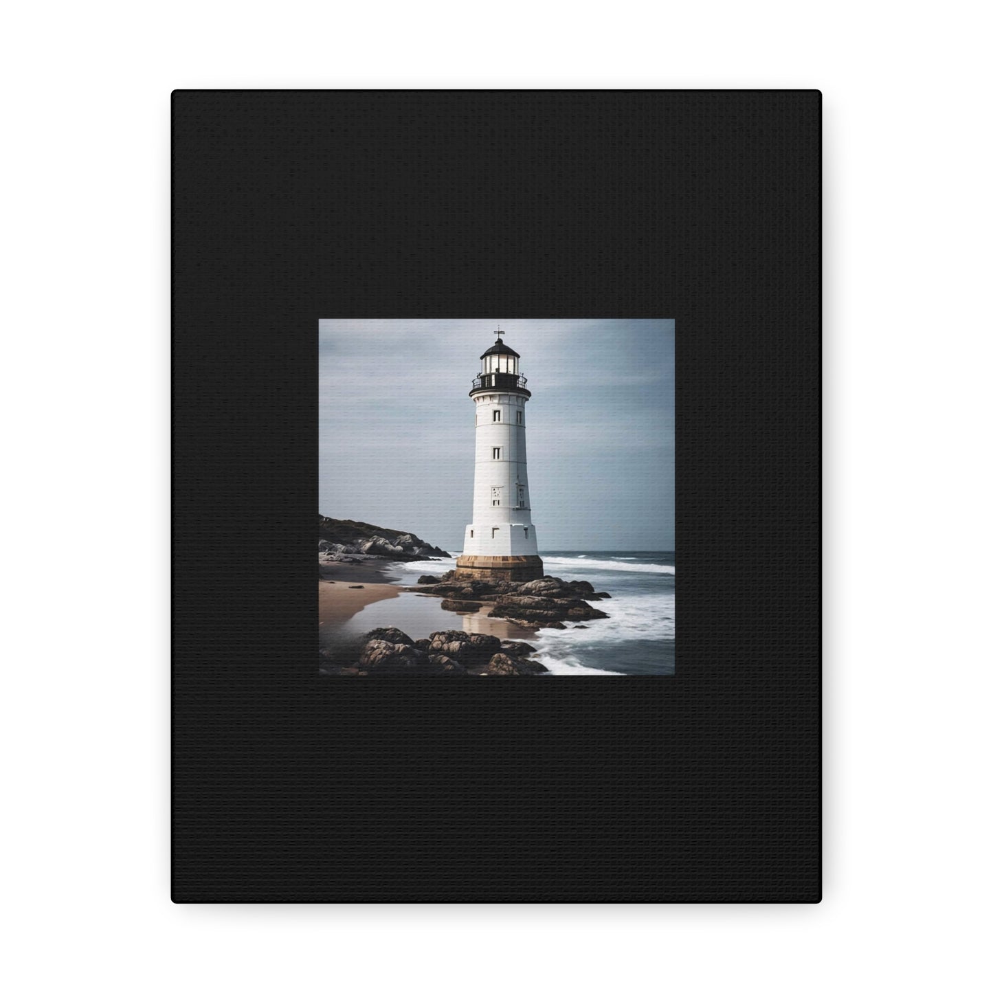 Lighthouse Black Canvas Gallery Wraps