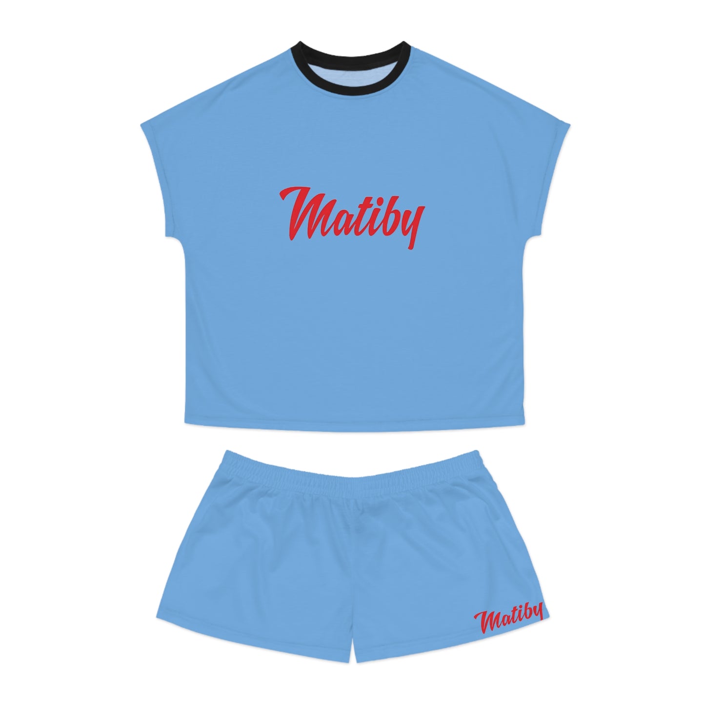 Matiby Women's Light Blue Short Pajama Set (AOP)