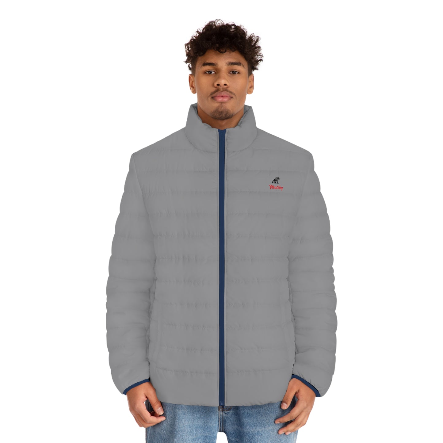 Men's Grey Puffer Jacket (AOP)