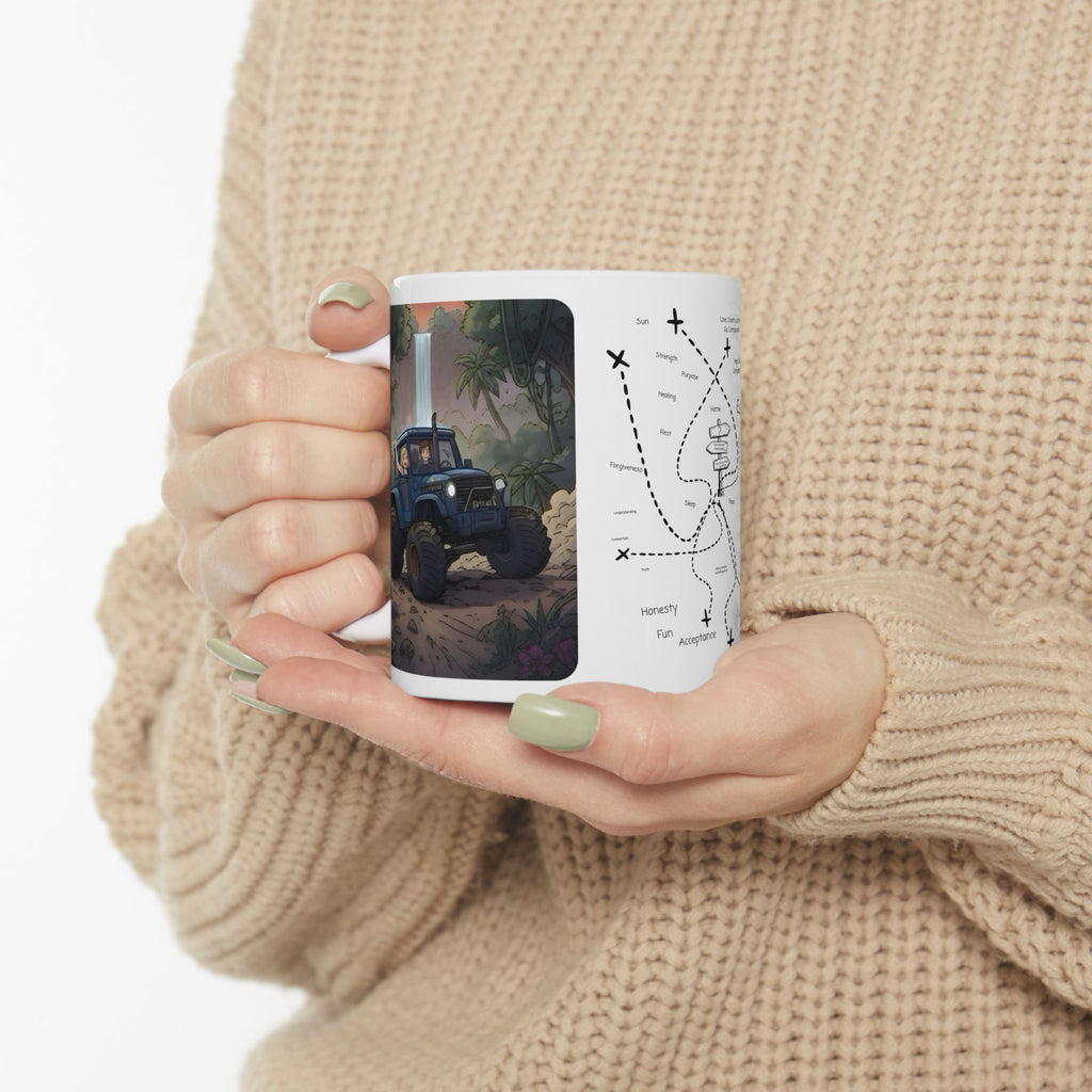 Adventure 4x4 Trucks #14, Farm Workers On The Go White Ceramic Mug — Find Your Path To The Essentials Cup (11oz & 15oz)